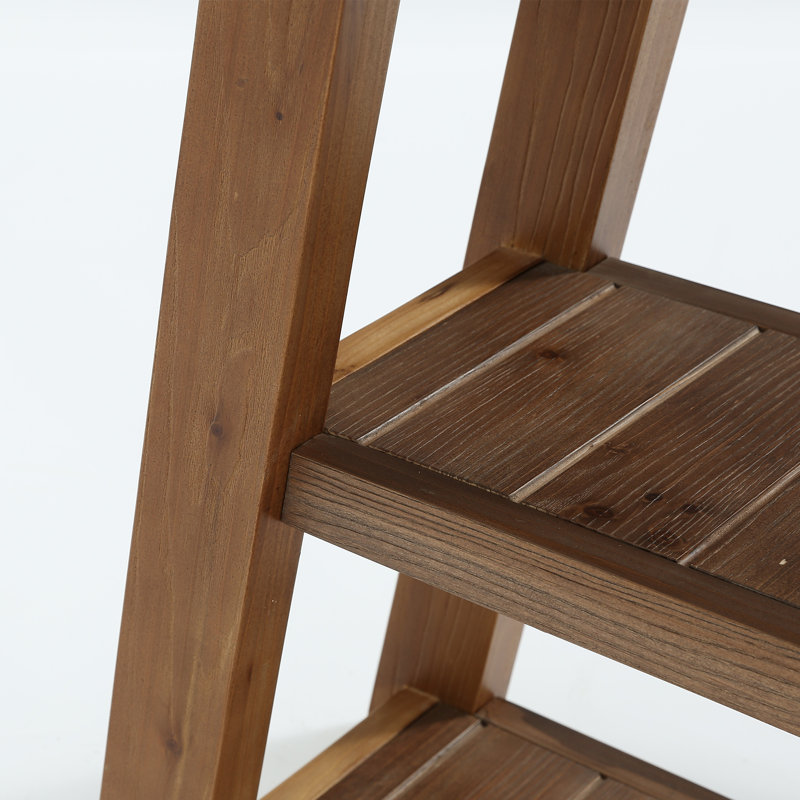 Banc de 63 po en bois massif avec tablettes de rangement ouvertes à 3 niveaux pour couloir