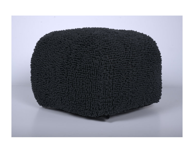 Repose-pieds carré en microfibre Spongy, Noir