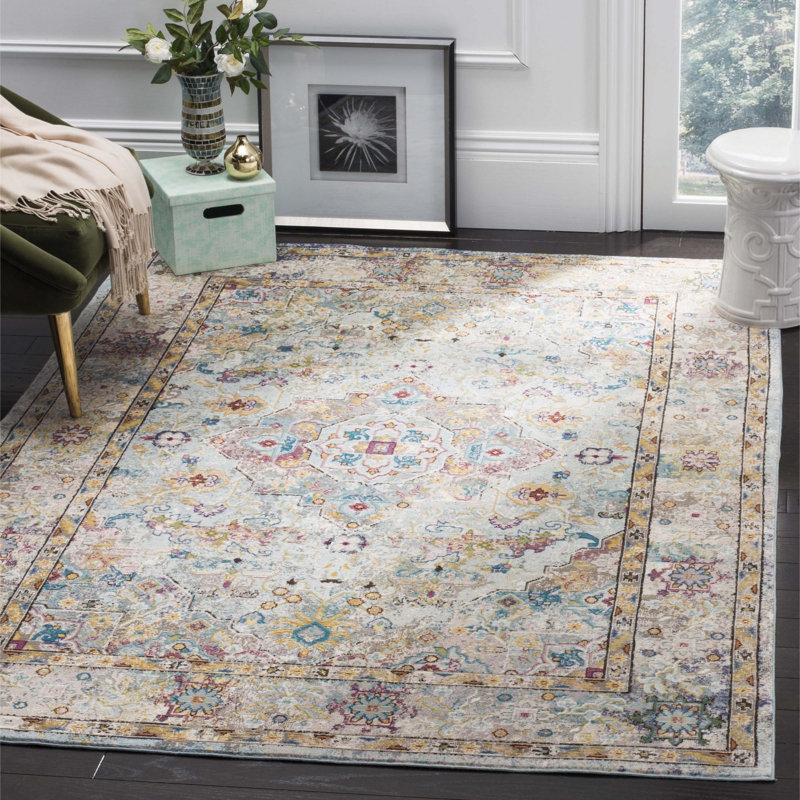 Bruckmann Oriental Beige/Blue Area Rug, Rectangle 4' x 6'