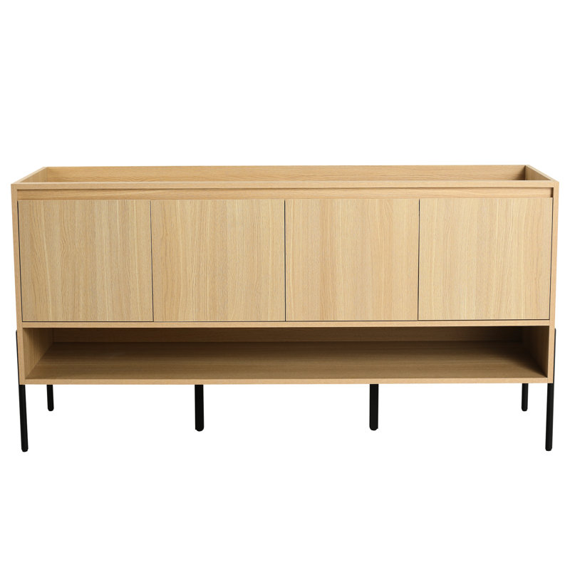 Armoire de rangement 60 po en bois d'ingénierie, 4 portes à fermeture douce