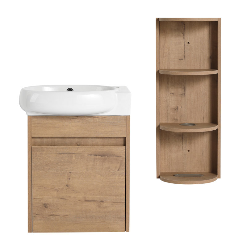 Meuble-lavabo et lavabo compact et écologique, imitation chêne moderne