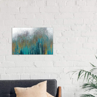 Teal Woods 1 Piece Wrapped Canvas Painting
