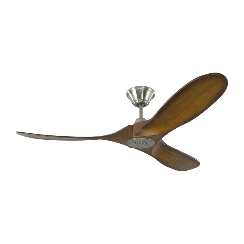 Obsidian Ceiling Fan, Brushed Steel with Koa Blades, 52 inches