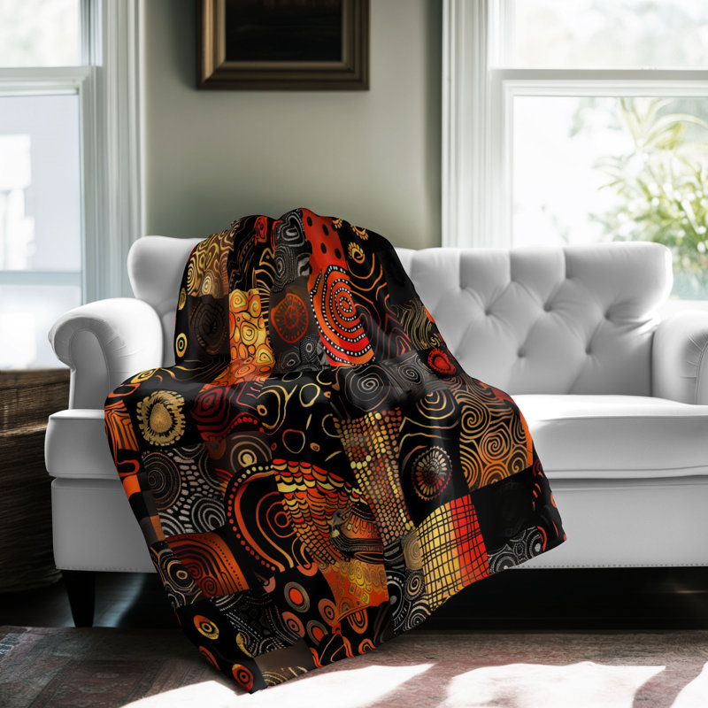 Décoration africaine - couverture en sherpa de qualité supérieure 1 pièce - reproduction d'art luxueuse, Lit simple