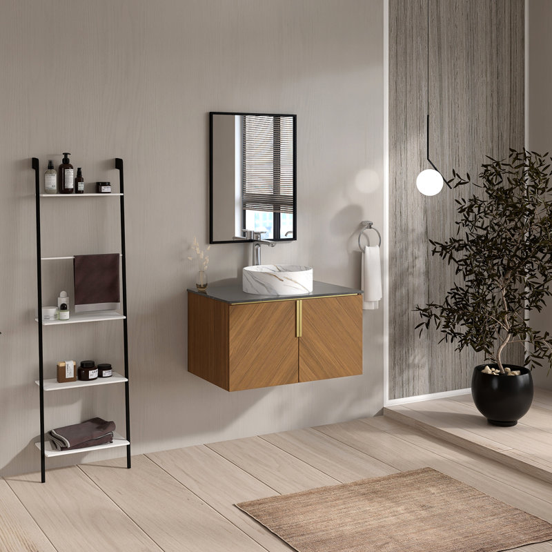 Meuble-lavabo mural simple 30 po avec plateau en marbre