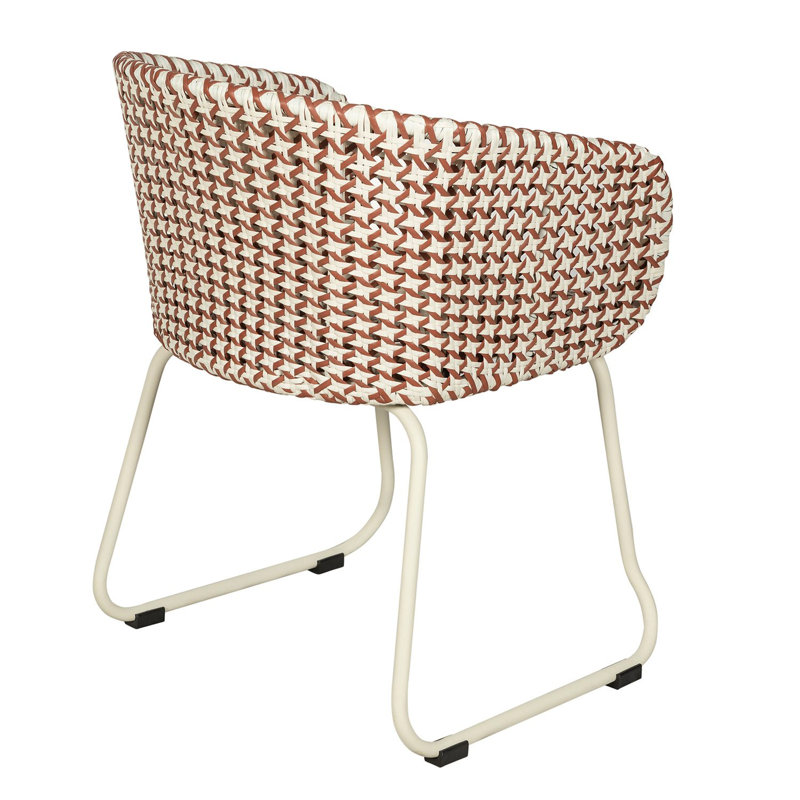 Fauteuil d'extérieur en rotin tissé Luna, Red/White Seat/White Frame