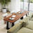 Nut-brown + Black Rectangular Solid Wood + Iron desk-1530224604