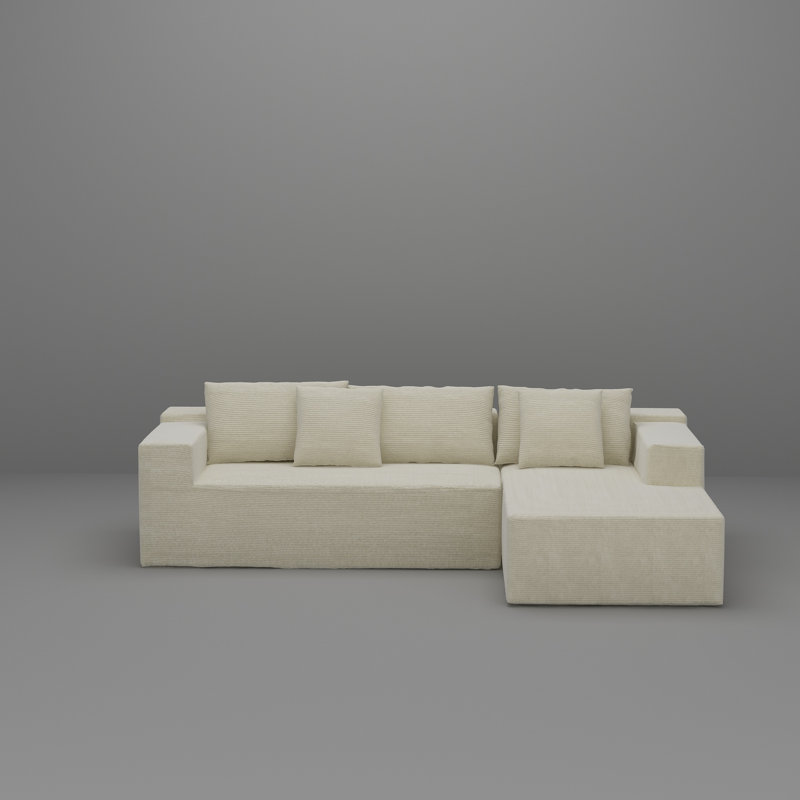 Modern Upholstered Sectional Sofa With Chaise And Matching Pillows — Soft Textured Fabric, Deep Seats & Plush Cushions, Perfect For Contemporary Living Rooms