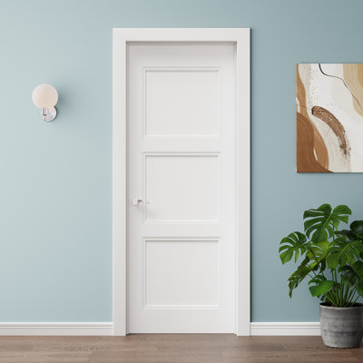 32 x 80 Slab Door, 3 Panel Raised Solid Core Door Slab,White Door, Primed, Pantry Door, Bedroom door, Room Door, Closet Door
