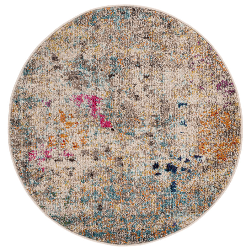 Riccio Beige/Gray Area Rug, Round 3'