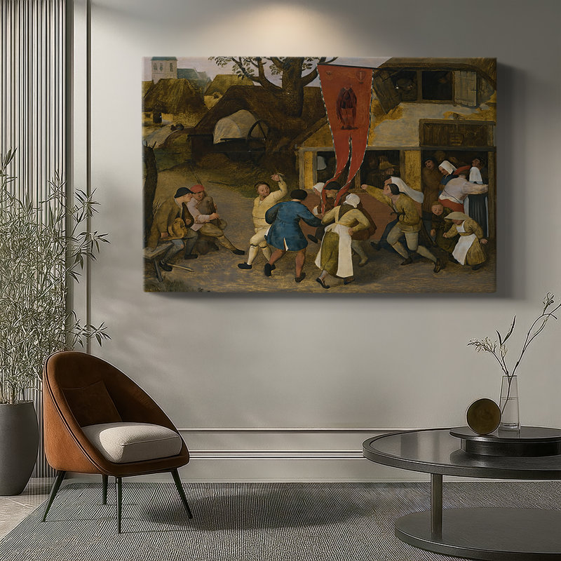 La danse paysanne (détail: fond de taverne) - Pierre Bruegel l'Ancien - Toile tendue avec châssis-c. 1569, 8 x 12