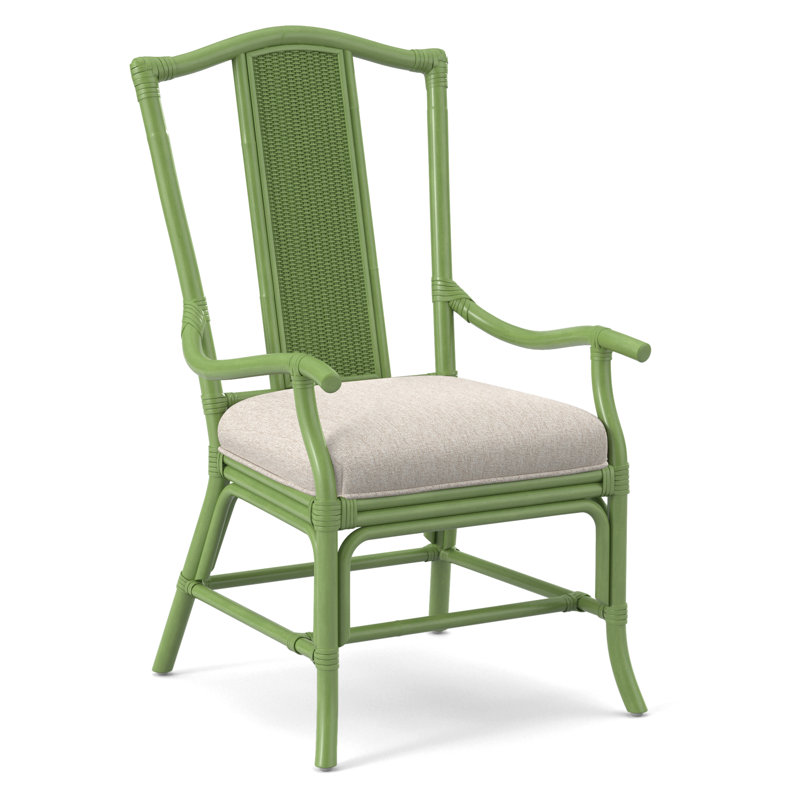 Drury Lane Slat Back Dining Arm Chair, Snow Crypton Performance; 0884-91, Brass