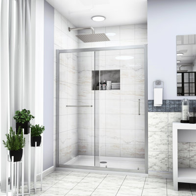 Brushed Nickel Shower Door 48" W X 72" H - Modern Bathroom Must-Have Decor Enhancement Item