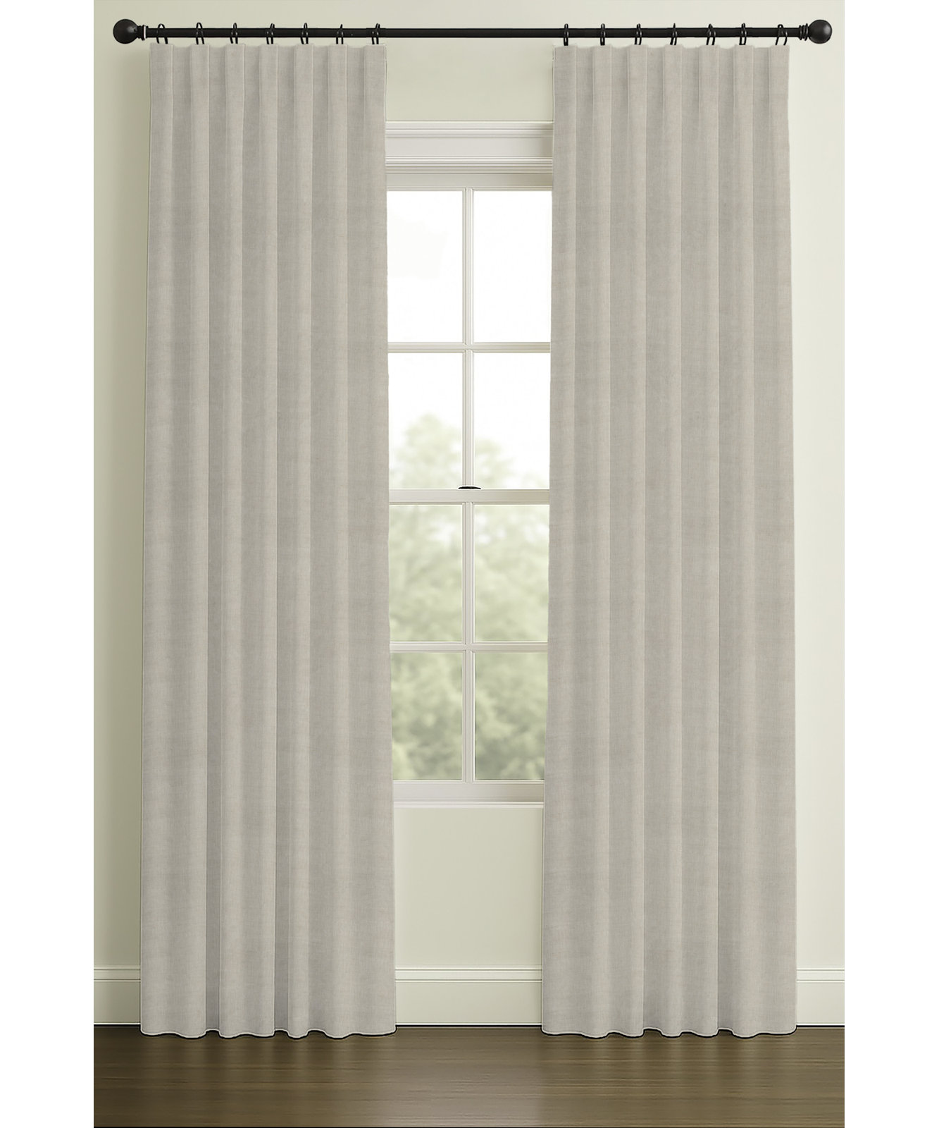 Westmere Linen Curtain in Natural, Inverted Pleat, 33" W x 108" L, Blackout