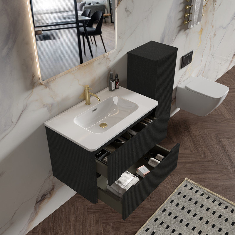 Meuble-lavabo simple avec comptoir de lavabo intégré, 30"