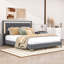Upholstered Platform Bed with Tufted Headboard and LED Lights-159826253