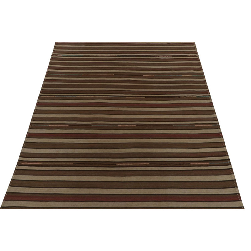 Flatweave Wool Area Rug in Beige/Brown