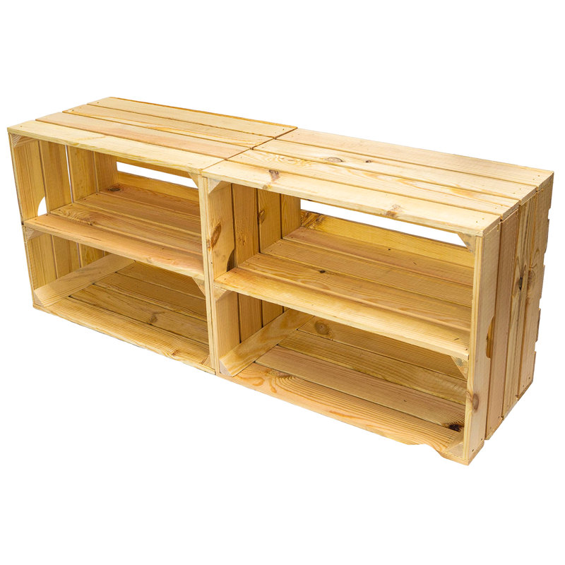 4 Pair Stackable Solid Wood Shoe Rack, Beige