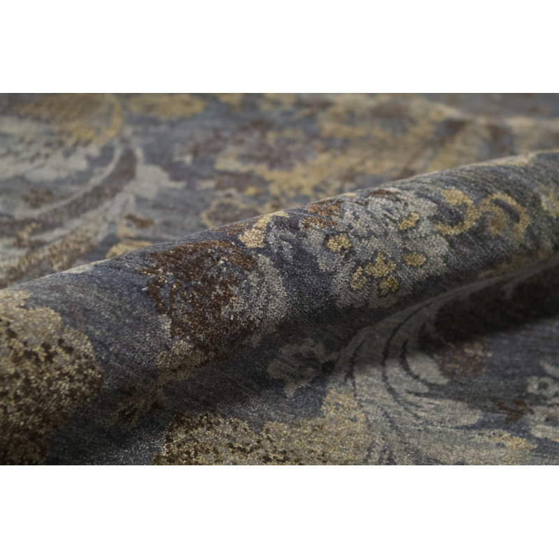 Hand-Knotted High-Quality Blue and Brown Area Rug