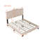 Lit plateforme tapissier grand avec motif de rivets, lit plateforme moderne en velours avec tête de lit capitonnée, beige-1883005057-1883005070
