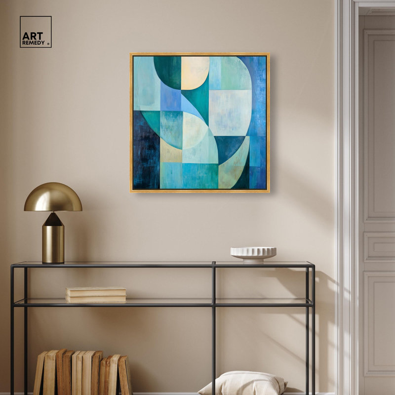 Color Blocks I Canvas Modern Wall Decor by , 25" H x 25" W, Gold Floater Framed
