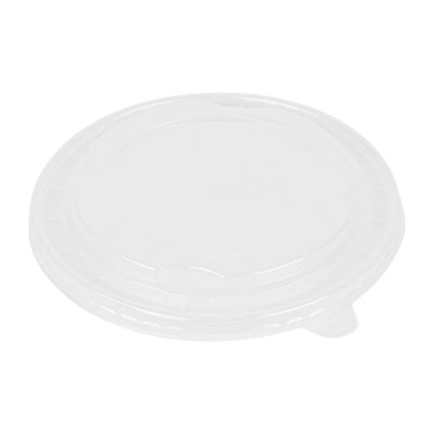 LIDS ONLY: Bio Tek 7.3 x 7.3 x 0.2 Inch Container Lids, 50 Disposable Round Lids - Containers Sold Separately, Tight Seal, Clear Plastic Container Lids, For Take Out Containers - Restaurantware