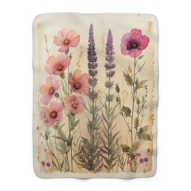 Classic Evergreen Bouquets - couverture sherpa de qualité supérieure 1 pièce - reproduction d'art luxueuse, Lit simple