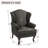 Duward Upholstered Dark Gray Linen Wingback Accent Chair with Rolled Arm and Solid Wood Leg (Set of 2)-1896893030