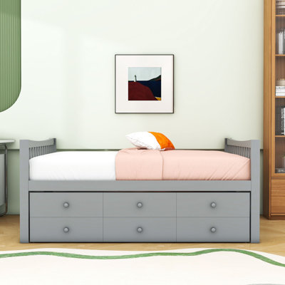 3 Drawers Full Wood Daybed with Twin Trundle