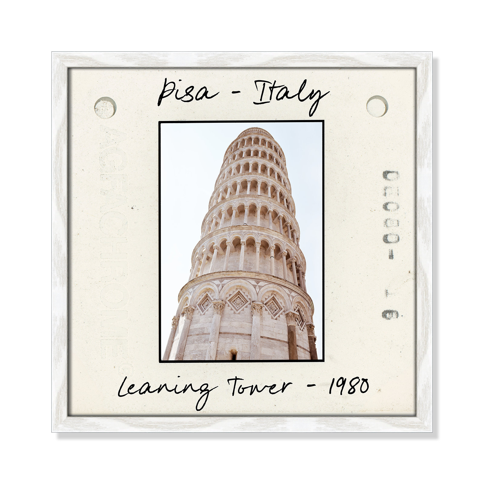 Pisa, Italy - Leaning Tower Print by Natalie Carpentieri, 17" H x 17" W x 0.75" D, White Single Picture Framed Paper