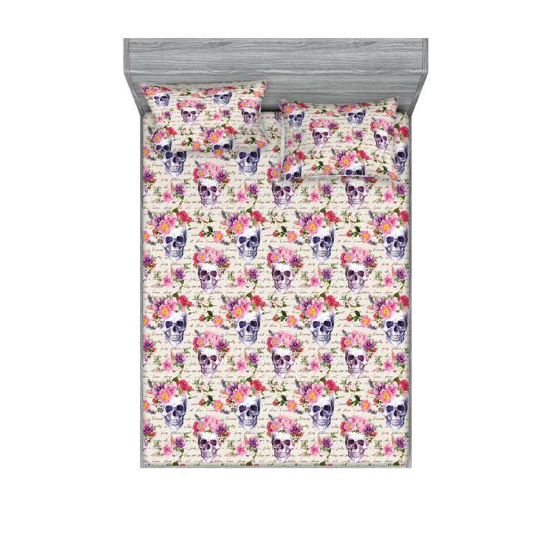 Full White Floral Microfiber Kids Sheet Set