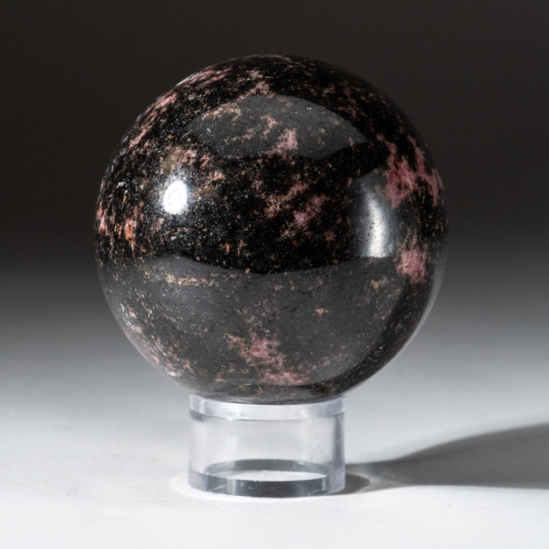 Polished Polychrome Sphere from Madagascar, 2.75" H x 2.75" W x 2.75" D, Gray/Black