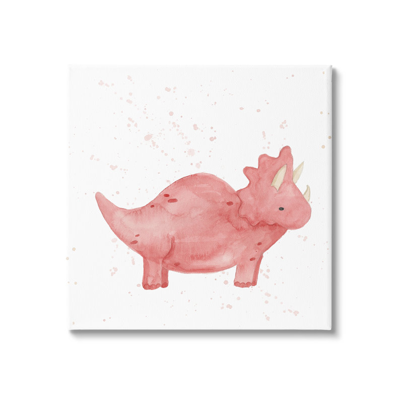 «Pink Triceratops Dinosaur Animal» par Lucille Price, impression sur toile tendue, H 17 po x l 17 po x P 1,5 po