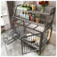 Grand meuble pour cage de chien avec tablettes de rangement et station d'alimentation coulissante, chenil d'intérieur pour animaux robuste avec roues