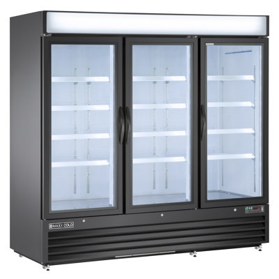 Maxx Cold X-Series Triple Glass Door Merchandiser Freezer, Free Standing, 72 cu. ft., in Black