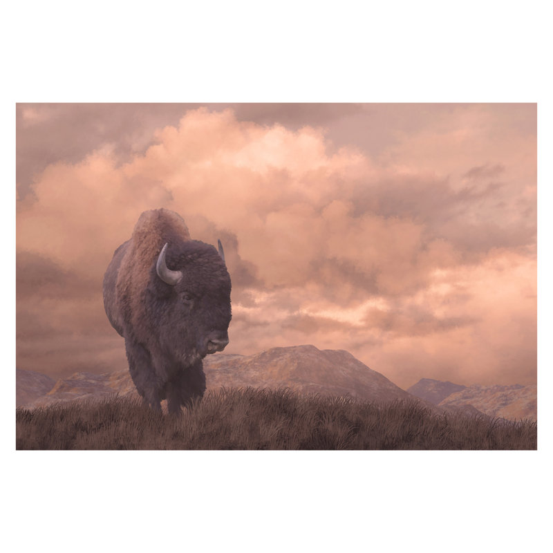 Art mural en verre trempé sans cadre sépia Buffalo - 40 po x 60 po