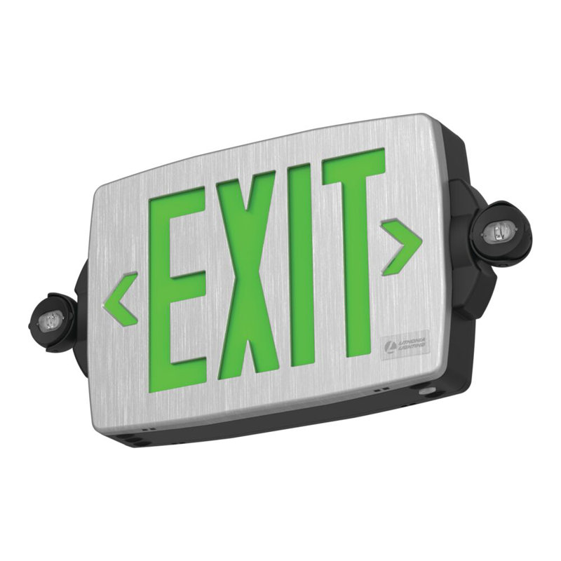 LHQM Exit Combo avec coloris rouge et vert EXIT, finition argent brossé