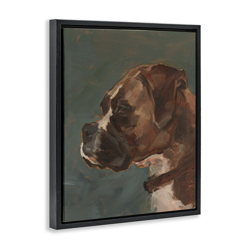 «Bulldog Gazing Portrait», art mural encadré sur toile flottante par Ethan Harper, H 21 po x l 17 po