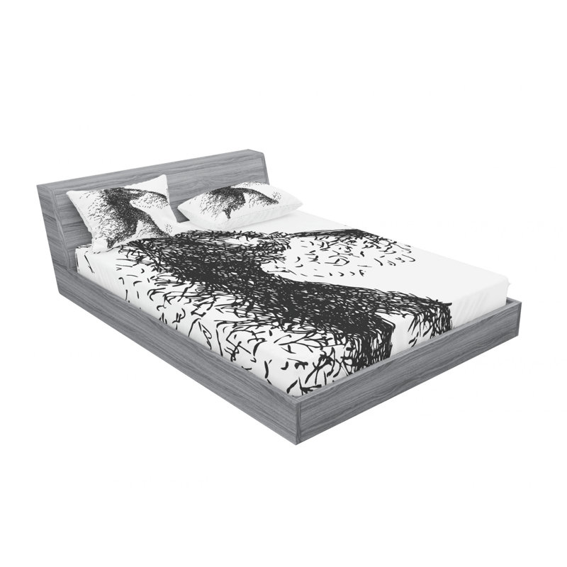 Microfiber Abstract Sheet Set, Queen Sheet Set with Fitted Sheet
