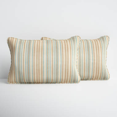 Gold Stripe Outdoor Throw Pillows Rectangle Set of 2