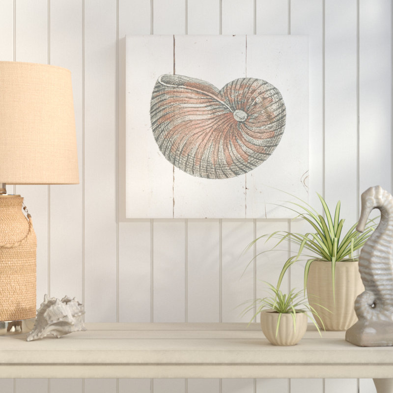«Shell Sketches III Shiplap», reproduction de dessin, H 18" x l 18" x P 1", Toile tendue