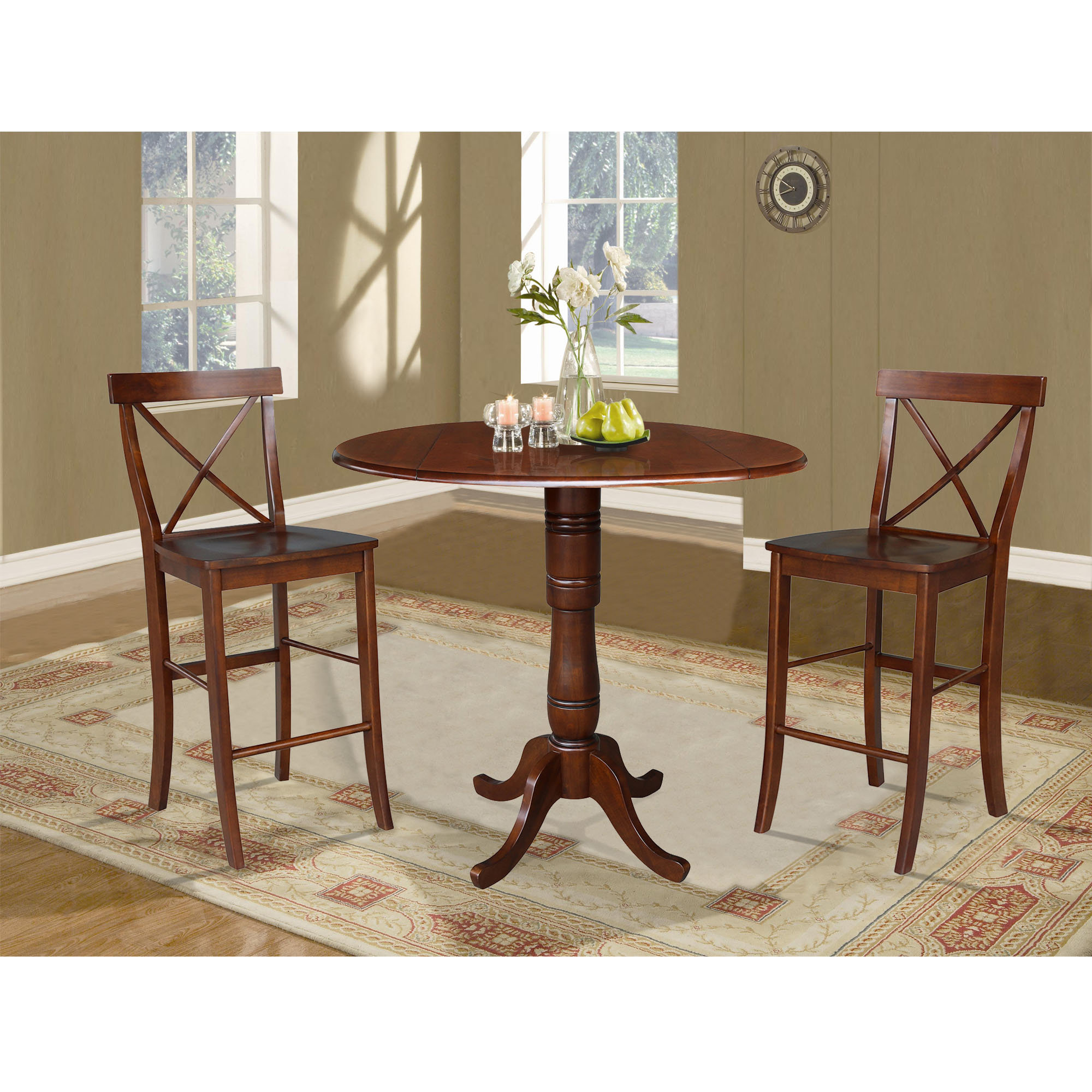 Rosecliff Heights Kimble Bar Height Drop Leaf Solid Wood Dining Set ...