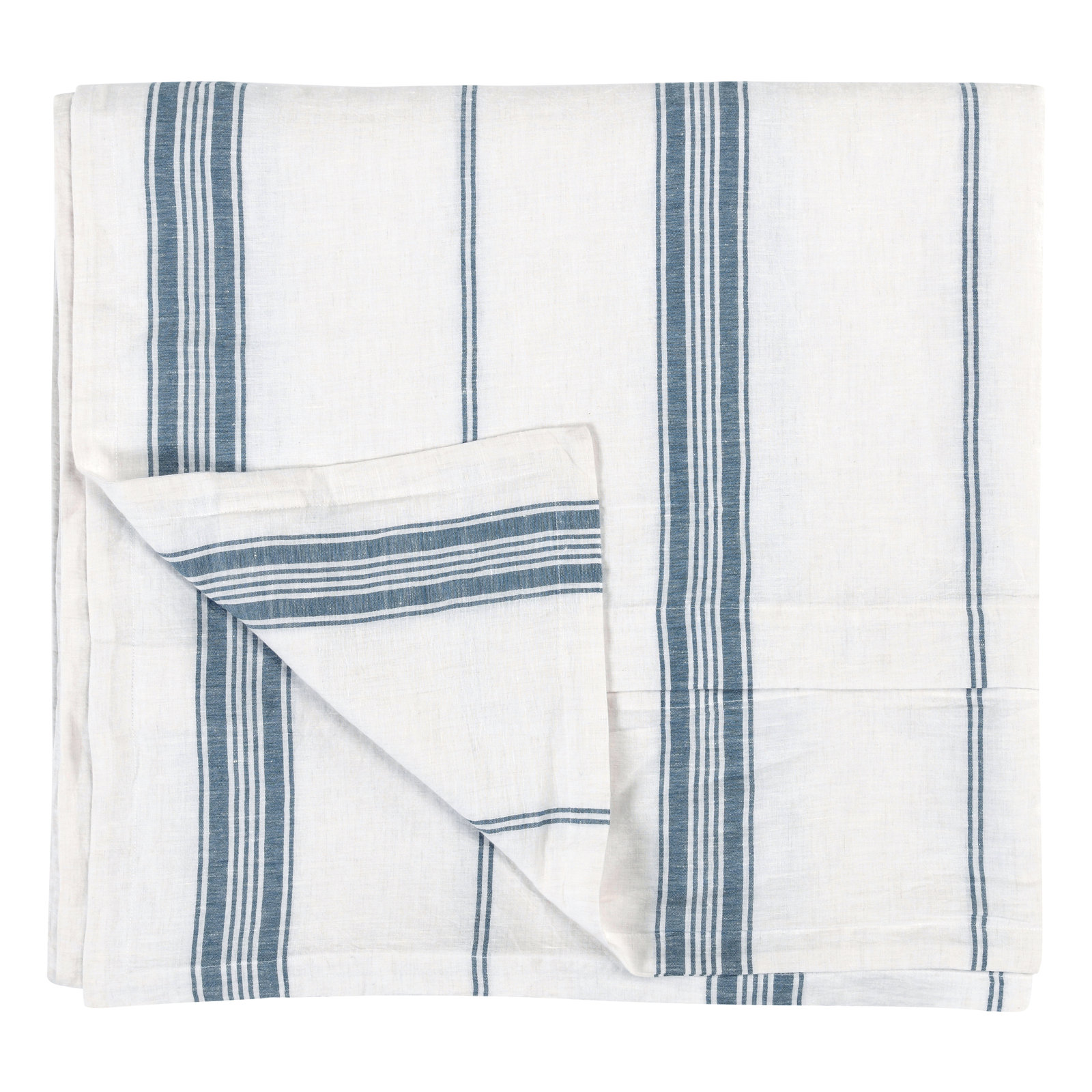 Fleta Cashmere Duvet Cover, King Duvet Cover, White/Blue Striped