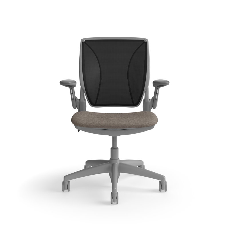 Fauteuil de travail ergonomique avec dossier en graine de coquelicot World ML World, Gris, Black Mesh, TISSU BRUN CLAIR