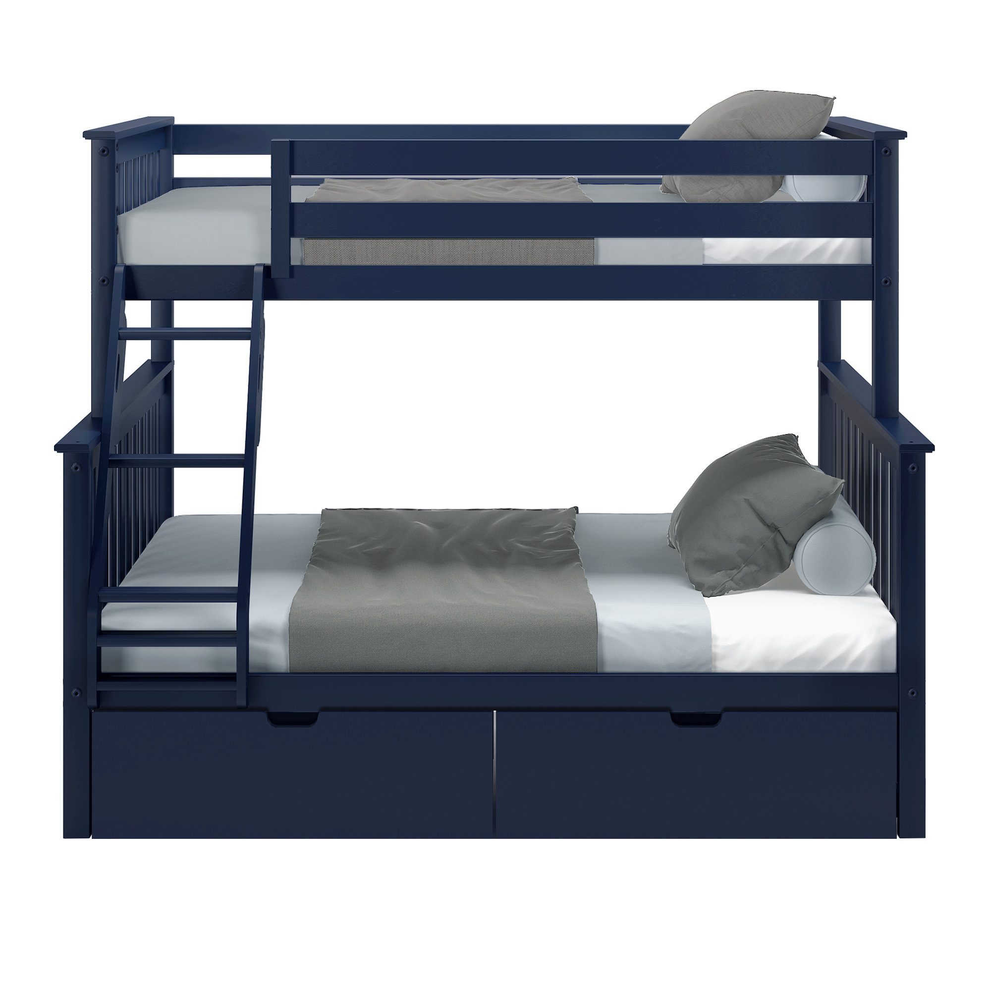 Bolles Kids Bunk Bed with Drawers, Blue, Twin over Full