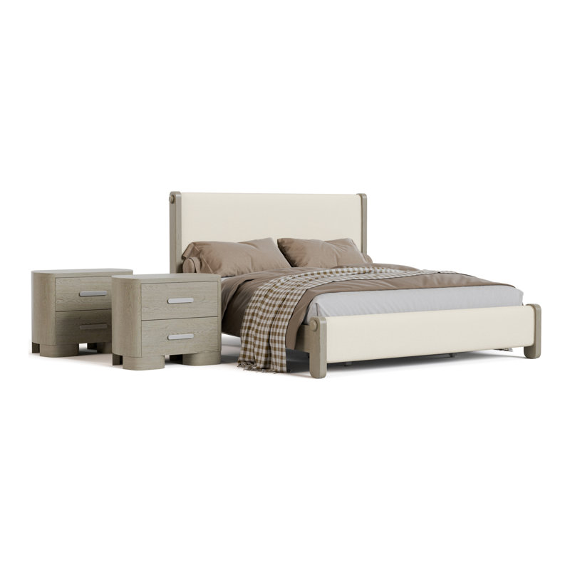 Ensemble de chambre à coucher 3 pièces Gomez Linscott, Grand, 3 Pcs: Bed, 2 Nightstands