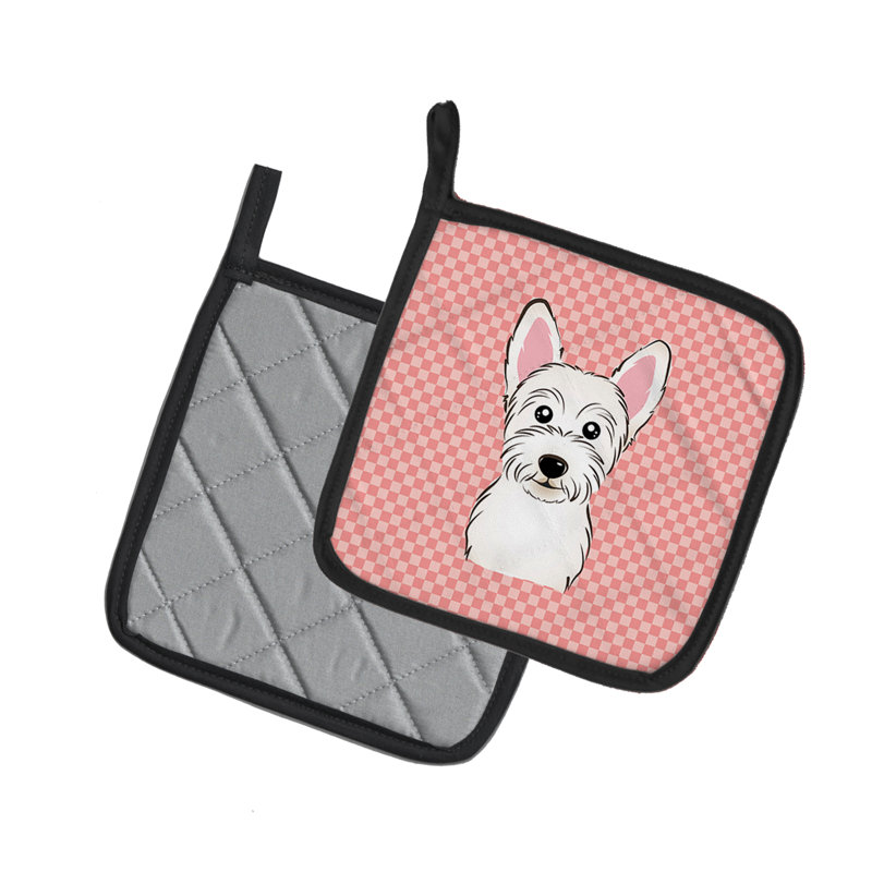 Cuisinier poignée westie caroline trésors Checkerboard, Rose