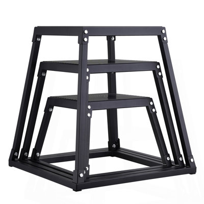 Plyometric Jump Boxes, 12/18/24 Inch Plyo Box, Platform And Jumping Agility Box, Anti-Slip Fitness Exercise Step Up Box Set For Home Gym Training, Conditioning Strength Training, Black