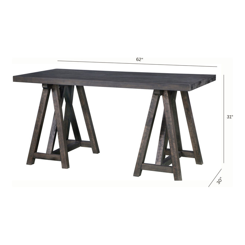 Desk With Door Bookcase, Weathered Charcoal, 2 Pieces: Desk, Bookcase