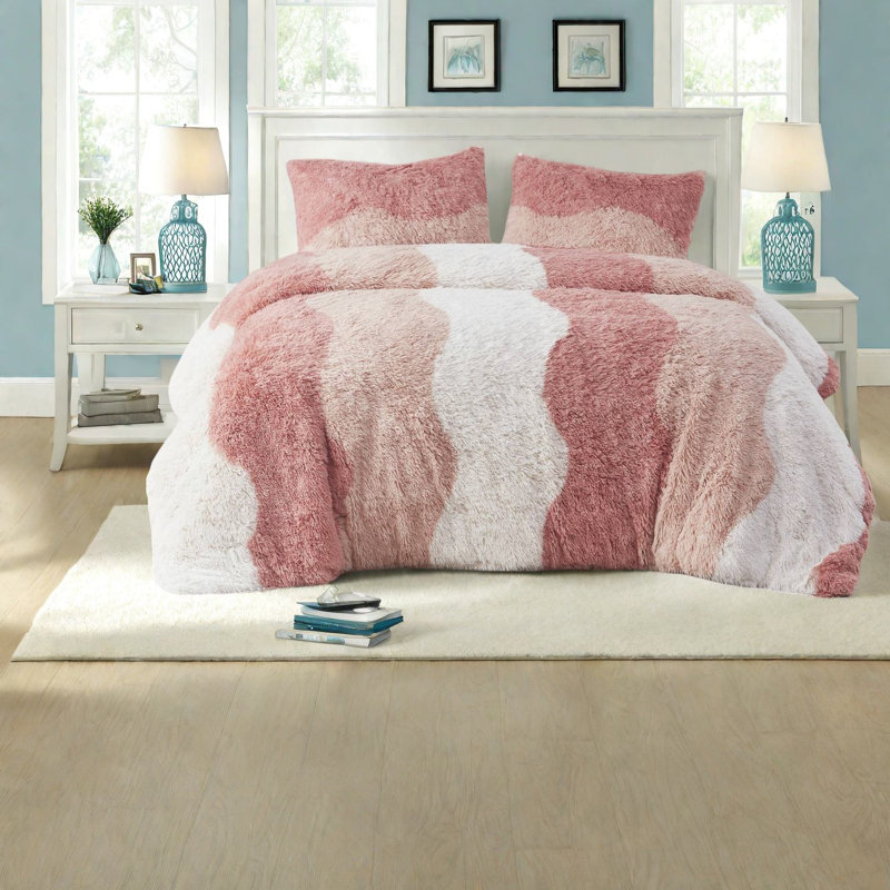 Ensembles de literie en fausse fourrure à poil doux doux pour lit simple / simple TG, rosé multicolore